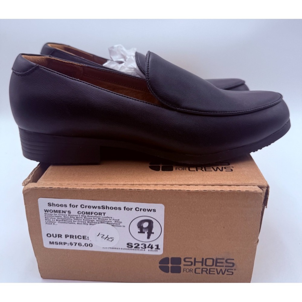 Shoes For Crews Women's 9 Black Slip Resistant Work Loafers Non Slip Comfort